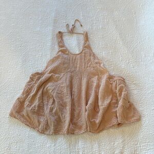 CLOSET CLEAROUT ✨ Free People pink peach babydoll mini dress pockets cotton XS